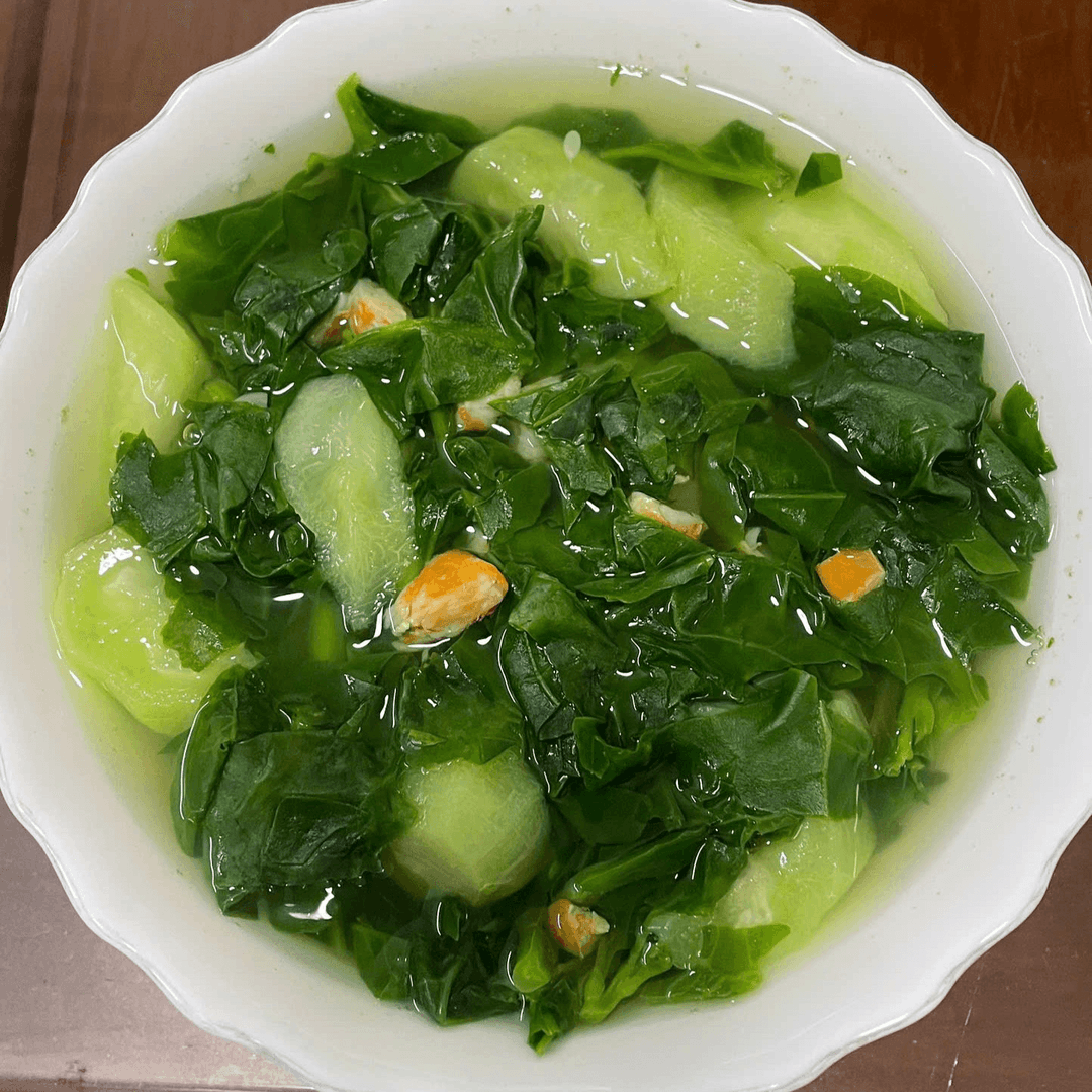 Canh mướp mồng tơi tôm nõn