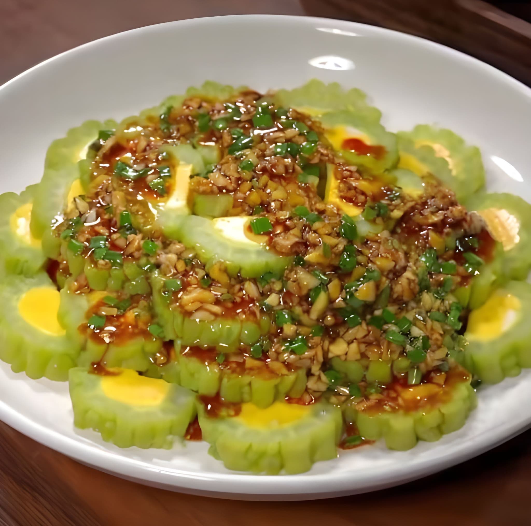 Trứng hấp mướp đắng