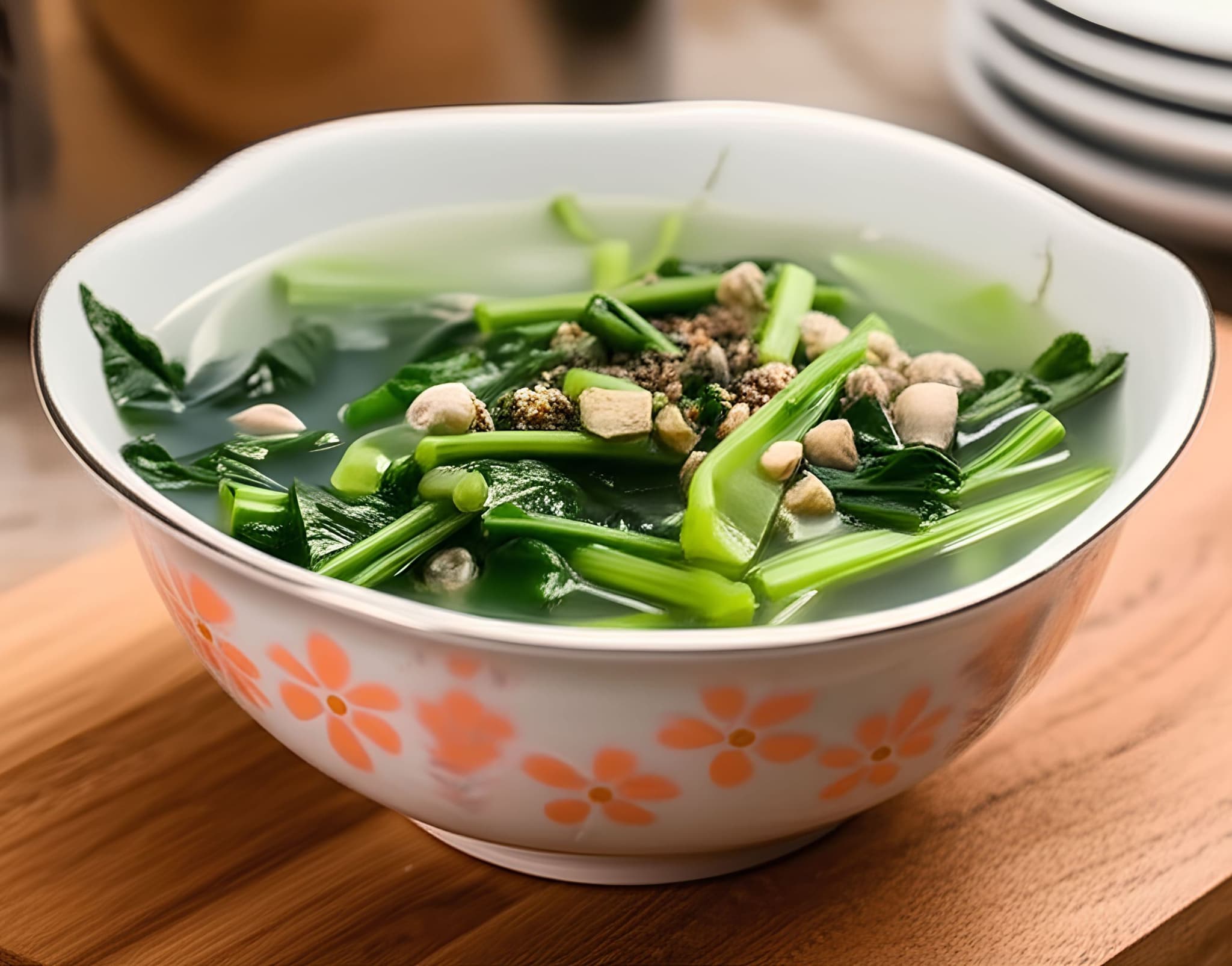 Canh cải nấu hến