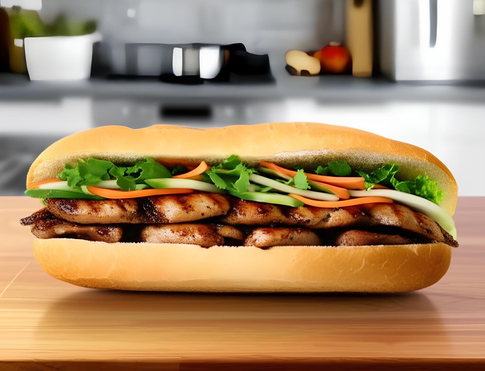 Bánh mì kẹp gà nướng