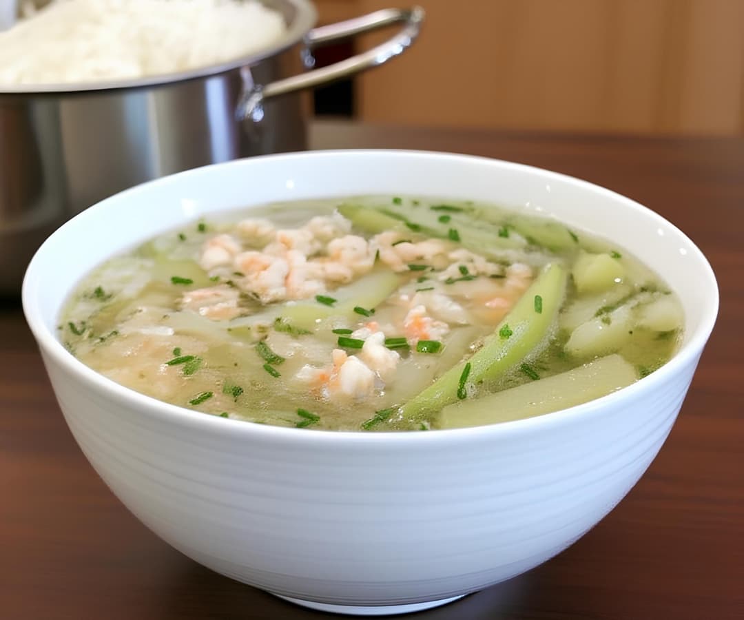 Canh bí xanh nấu tôm nõn xay