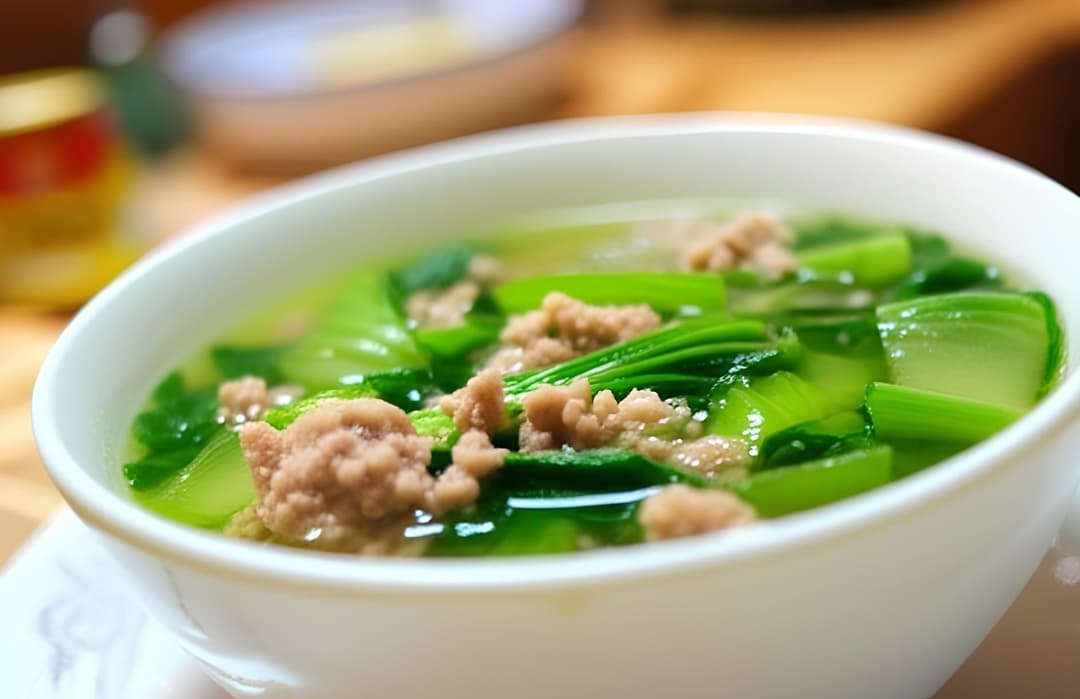 Canh rau cải thịt bằm