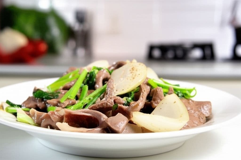 Tim cật xào hành tây