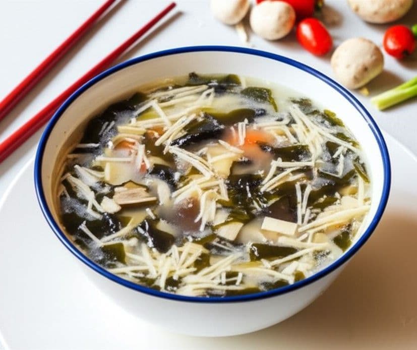 Súp nấm rong biển chay