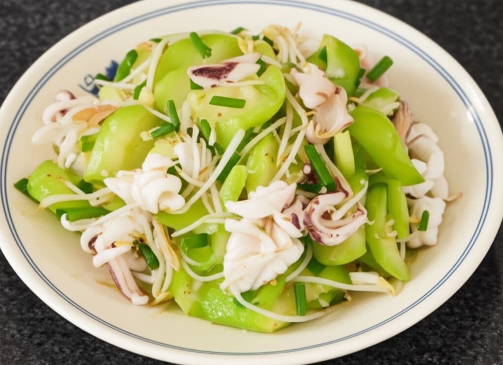 Mực xào mướp