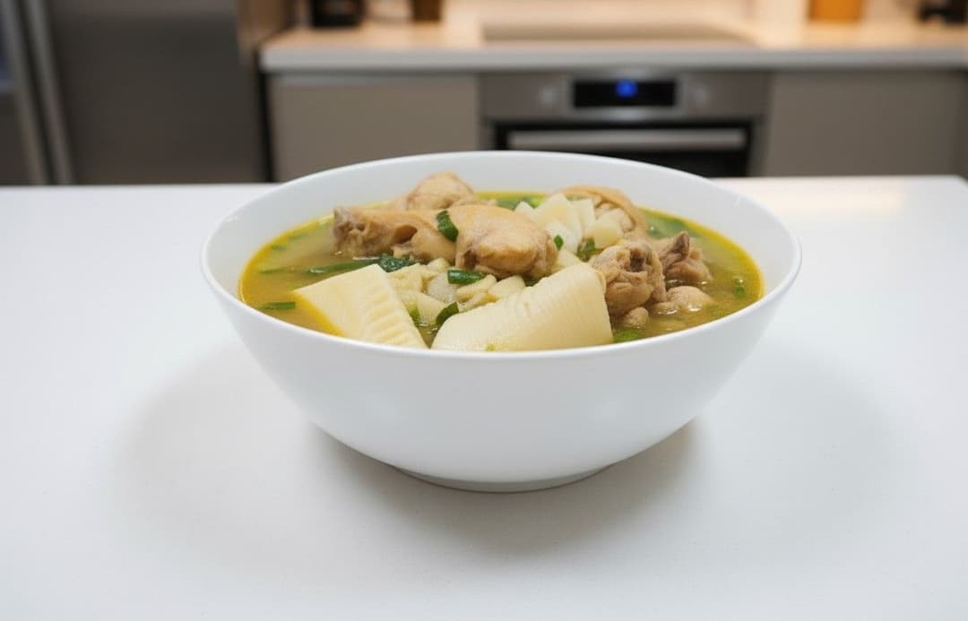 Canh gà nấu măng tươi