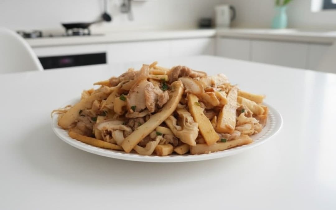 Thịt lợn xào măng khô